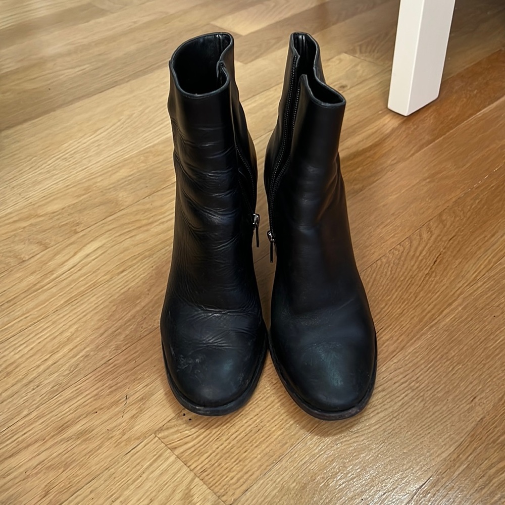 Black leather Marc Fisher ankle booties